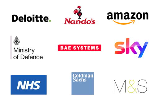 A grid of logos of companies where Learning People students and alumni found jobs thanks to our training, student care and career services teams.